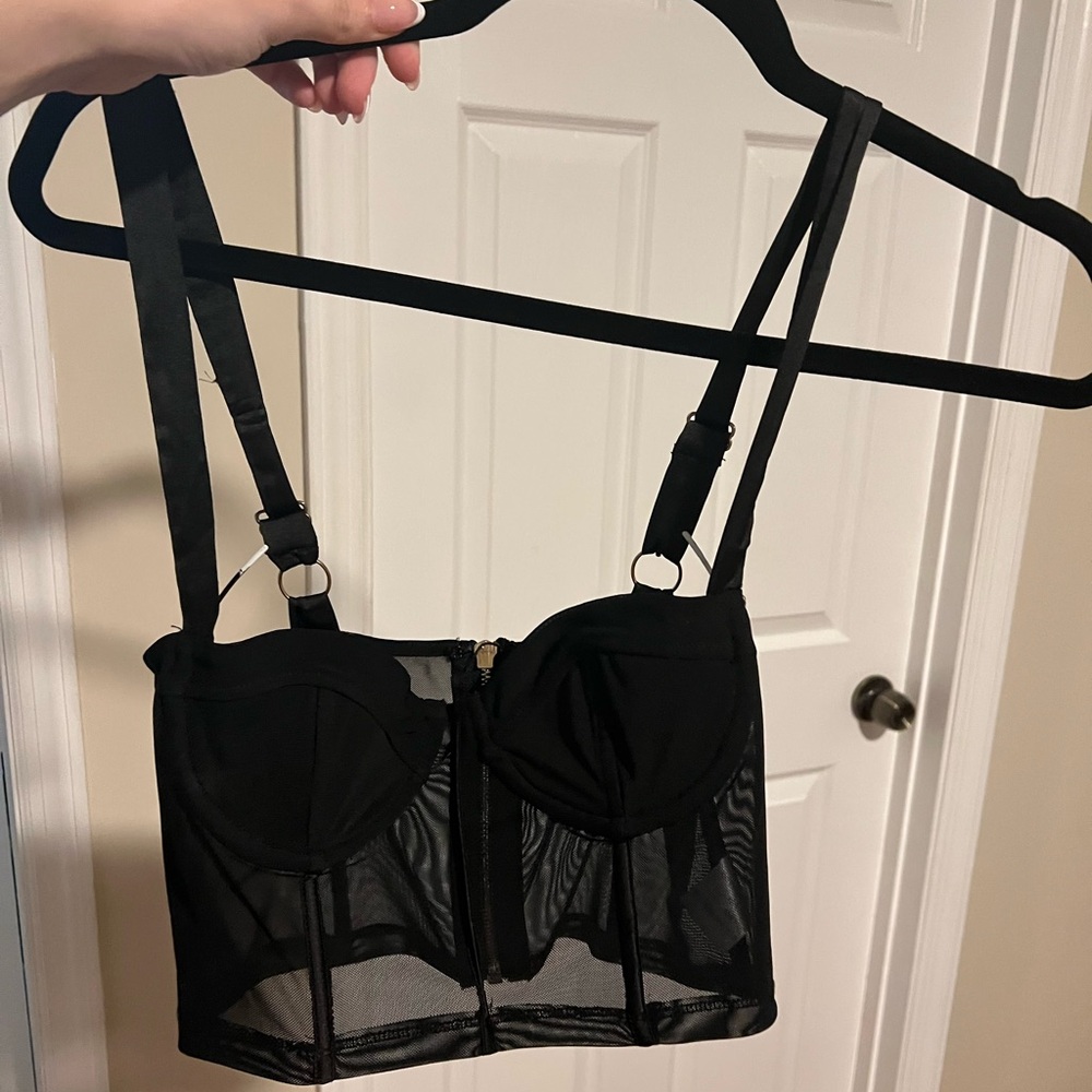 Black Sheer Bustier Top